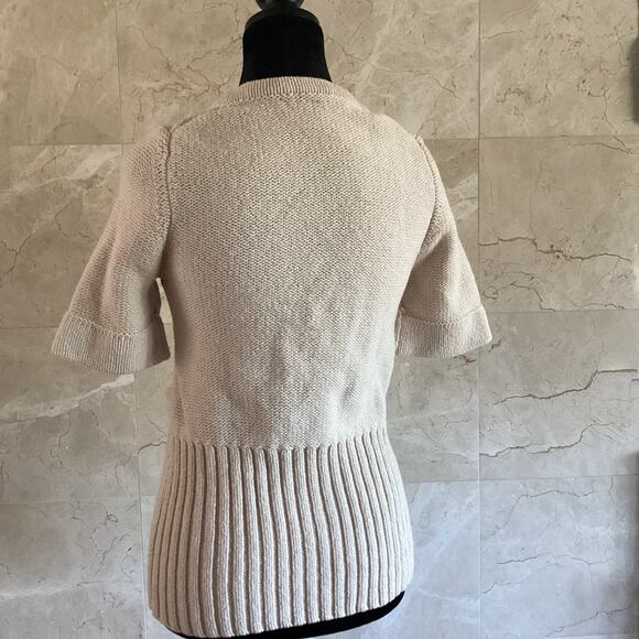 VTG Marc Jacobs Knit Cardigan - L - Beige Short Sleeve, Y2K Holiday Layering - Picture 7 of 9